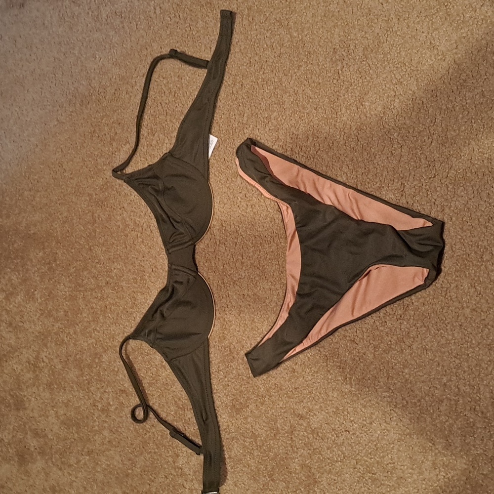 J Crew 34A Olive underwire bikini NWOT